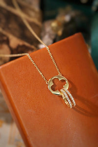 LUOWEND 18K Yellow Gold Natural Diamond Necklace for Women