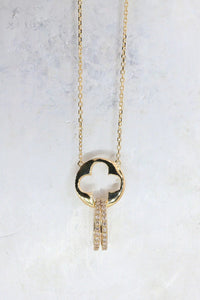 LUOWEND 18K Yellow Gold Natural Diamond Necklace for Women