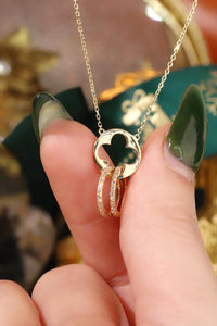 LUOWEND 18K Yellow Gold Natural Diamond Necklace for Women