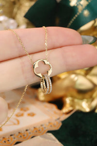 LUOWEND 18K Yellow Gold Natural Diamond Necklace for Women