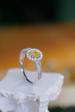Load image into Gallery viewer, LUOWEND 18K White Gold Natural Yellow Diamond Ring for Women
