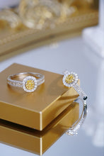 Load image into Gallery viewer, LUOWEND 18K White Gold Natural Yellow Diamond Ring for Women
