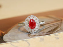 Load image into Gallery viewer, LUOWEND 18K White Gold Natural Ruby Ring for Women
