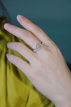 Load image into Gallery viewer, LUOWEND 18K White Gold Natural Yellow Diamond Ring for Women
