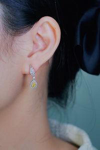 LUOWEND 18K White Gold Real Natural Yellow Diamond Stud Earrings for Women