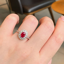 Load image into Gallery viewer, LUOWEND 18K White Gold Natural Ruby Ring for Women
