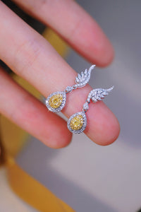 LUOWEND 18K White Gold Real Natural Yellow Diamond Stud Earrings for Women