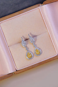 LUOWEND 18K White Gold Real Natural Yellow Diamond Stud Earrings for Women