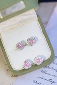 LUOWEND 18K White Gold Real Natural Pink Diamond Stud Earrings for Women