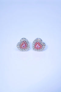 LUOWEND 18K White Gold Real Natural Pink Diamond Stud Earrings for Women
