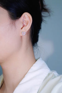 LUOWEND 18K White Gold Real Natural Pink Diamond Stud Earrings for Women