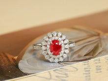 Load image into Gallery viewer, LUOWEND 18K White Gold Natural Ruby Ring for Women
