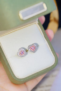 LUOWEND 18K White Gold Real Natural Pink Diamond Stud Earrings for Women