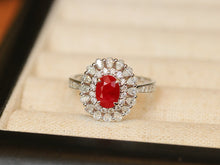 Load image into Gallery viewer, LUOWEND 18K White Gold Natural Ruby Ring for Women
