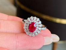 Load image into Gallery viewer, LUOWEND 18K White Gold Natural Ruby Ring for Women
