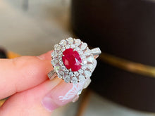 Load image into Gallery viewer, LUOWEND 18K White Gold Natural Ruby Ring for Women
