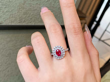 Load image into Gallery viewer, LUOWEND 18K White Gold Natural Ruby Ring for Women
