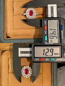 LUOWEND 18K White Gold Natural Ruby Ring for Women