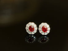 Load image into Gallery viewer, LUOWEND 18K White Gold Natural Ruby Earrings for Women
