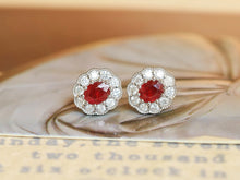 Load image into Gallery viewer, LUOWEND 18K White Gold Natural Ruby Earrings for Women
