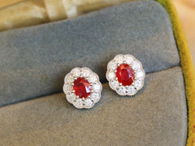 Load image into Gallery viewer, LUOWEND 18K White Gold Natural Ruby Earrings for Women
