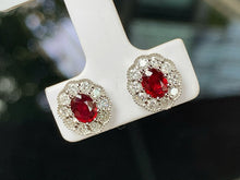 Load image into Gallery viewer, LUOWEND 18K White Gold Natural Ruby Earrings for Women
