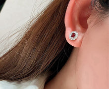 Load image into Gallery viewer, LUOWEND 18K White Gold Natural Ruby Earrings for Women
