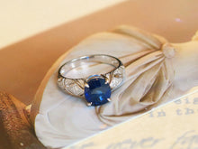 Load image into Gallery viewer, LUOWEND 18K White Gold Natural Sapphire Ring for Women
