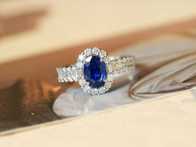Load image into Gallery viewer, LUOWEND 18k White Gold Natural Sapphire Ring for Women
