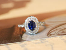 Load image into Gallery viewer, LUOWEND 18K White Gold Natural Sapphire Ring for Women
