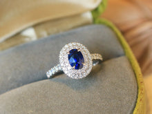 Load image into Gallery viewer, LUOWEND 18K White Gold Natural Sapphire Ring for Women
