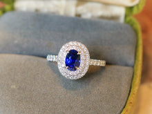 Load image into Gallery viewer, LUOWEND 18K White Gold Natural Sapphire Ring for Women
