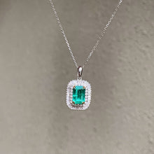 Load image into Gallery viewer, LUOWEND 18K White Gold Natural Emerald Necklace for Women
