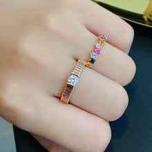 Load image into Gallery viewer, LUOWEND 18K White/Yellow/Rose Gold Natural Diamond Ring for Women
