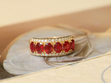 Load image into Gallery viewer, LUOWEND 18K Yellow Gold Natural Ruby Ring for Women
