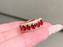 Load image into Gallery viewer, LUOWEND 18K Yellow Gold Natural Ruby Ring for Women
