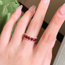 Load image into Gallery viewer, LUOWEND 18K Yellow Gold Natural Ruby Ring for Women

