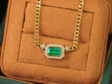 Load image into Gallery viewer, LUOWEND 18K Yellow Gold Natural Emerald Necklace for Women
