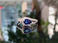 Load image into Gallery viewer, LUOWEND 18K White Gold Natural Sapphire Ring for Women
