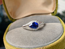 Load image into Gallery viewer, LUOWEND 18K White Gold Natural Sapphire Ring for Women
