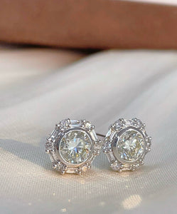 LUOWEND 18K White Gold Natural Diamond Earrings for Women