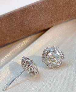 LUOWEND 18K White Gold Natural Diamond Earrings for Women