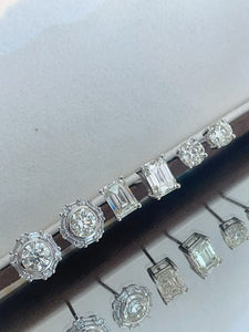 LUOWEND 18K White Gold Natural Diamond Earrings for Women