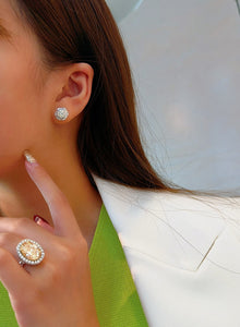 LUOWEND 18K White Gold Natural Diamond Earrings for Women