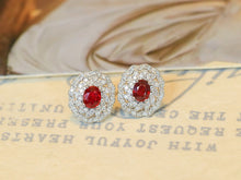 Load image into Gallery viewer, LUOWEND 18K White Gold Natural Ruby Earrings for Women
