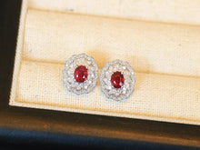 Load image into Gallery viewer, LUOWEND 18K White Gold Natural Ruby Earrings for Women
