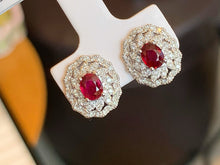 Load image into Gallery viewer, LUOWEND 18K White Gold Natural Ruby Earrings for Women

