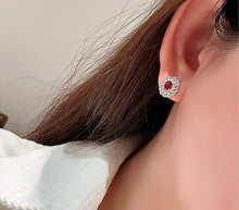 Load image into Gallery viewer, LUOWEND 18K White Gold Natural Ruby Earrings for Women
