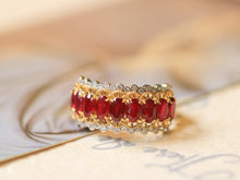 Load image into Gallery viewer, LUOWEND 18K White+Yellow Gold Natural Ruby Ring for Women
