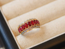 Load image into Gallery viewer, LUOWEND 18K White+Yellow Gold Natural Ruby Ring for Women
